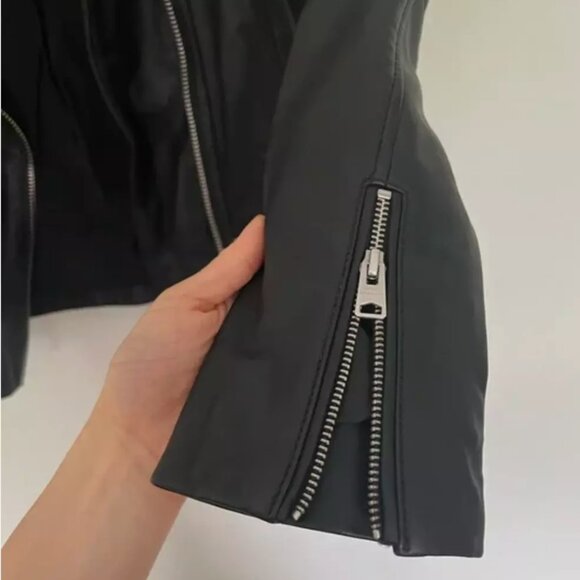 All Saints Bales Leather Biker Jacket, Size 2, Black. - Picture 11 of 11
